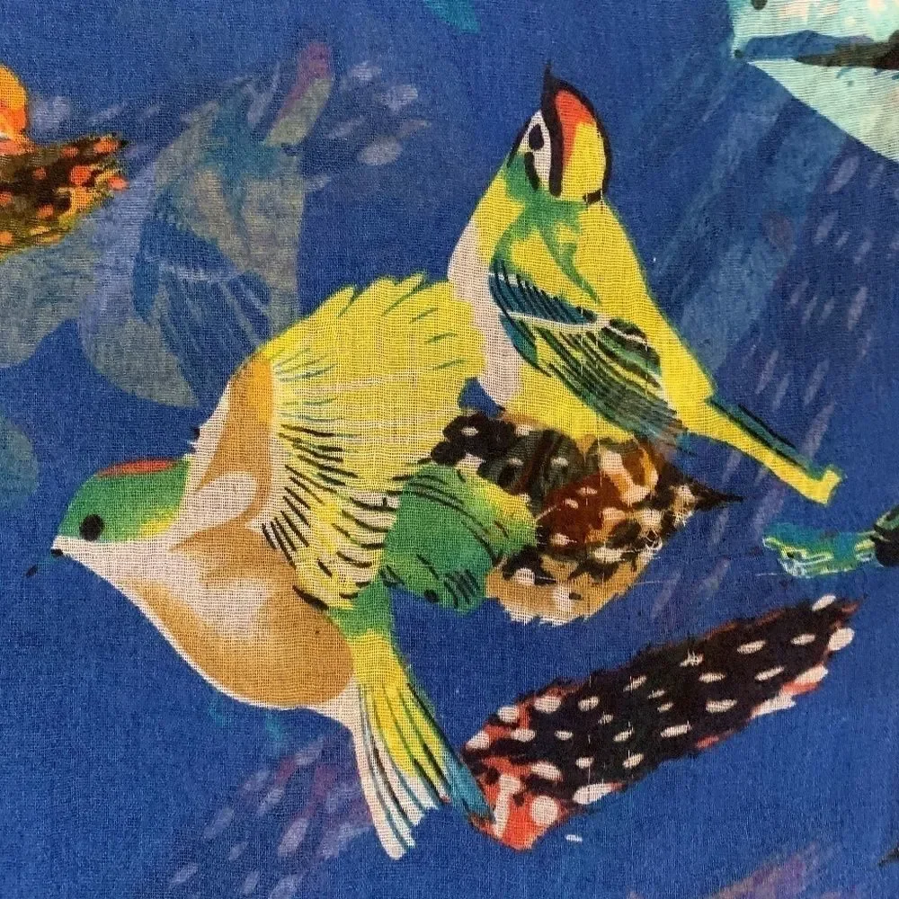 ‎Blue bird print scarf/wrap/sarong - OS
